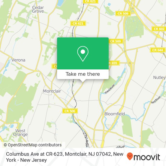 Mapa de Columbus Ave at CR-623, Montclair, NJ 07042