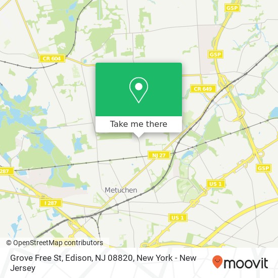 Mapa de Grove Free St, Edison, NJ 08820