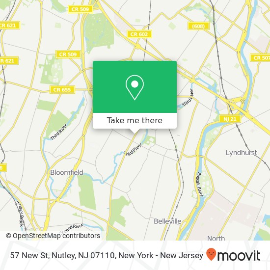 Mapa de 57 New St, Nutley, NJ 07110