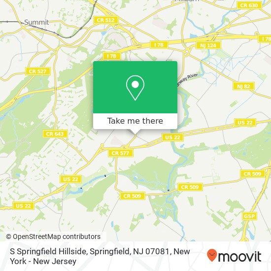 Mapa de S Springfield Hillside, Springfield, NJ 07081