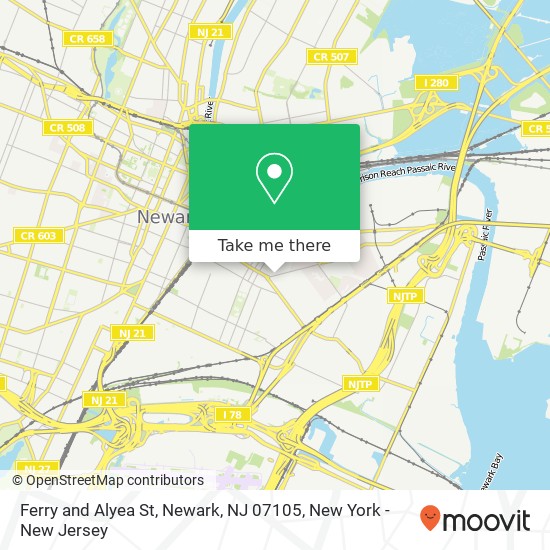 Mapa de Ferry and Alyea St, Newark, NJ 07105