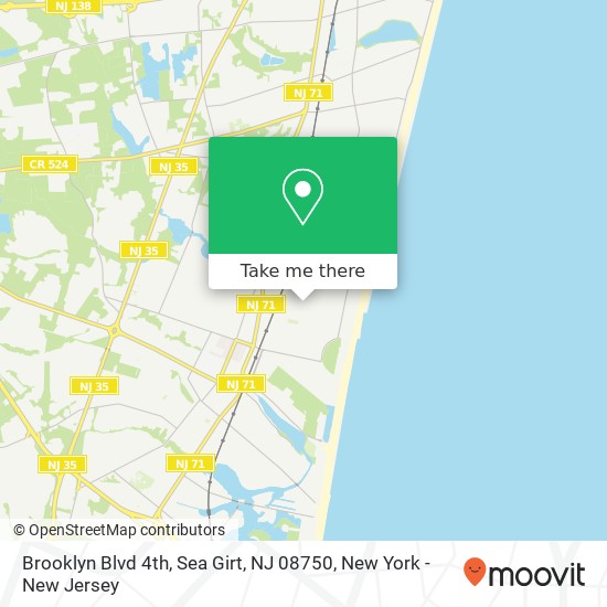 Mapa de Brooklyn Blvd 4th, Sea Girt, NJ 08750