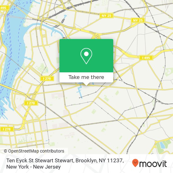 Mapa de Ten Eyck St Stewart Stewart, Brooklyn, NY 11237