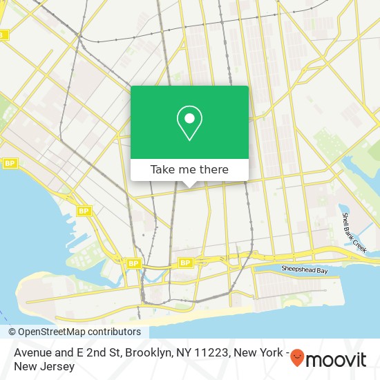 Mapa de Avenue and E 2nd St, Brooklyn, NY 11223