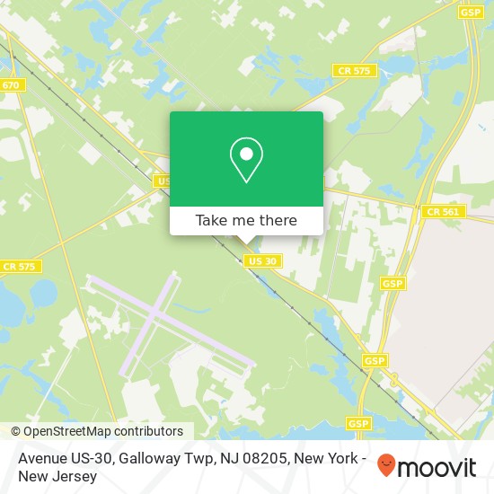 Mapa de Avenue US-30, Galloway Twp, NJ 08205