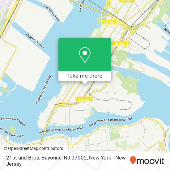 Mapa de 21st and Broa, Bayonne, NJ 07002