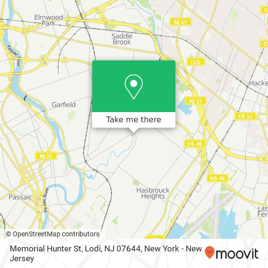 Mapa de Memorial Hunter St, Lodi, NJ 07644
