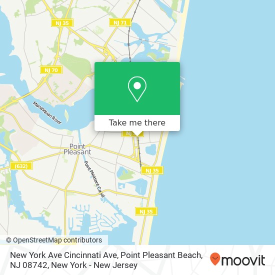 Mapa de New York Ave Cincinnati Ave, Point Pleasant Beach, NJ 08742