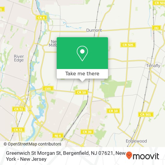 Mapa de Greenwich St Morgan St, Bergenfield, NJ 07621