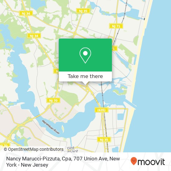 Mapa de Nancy Marucci-Pizzuta, Cpa, 707 Union Ave