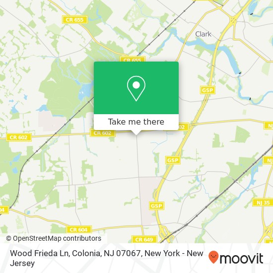 Mapa de Wood Frieda Ln, Colonia, NJ 07067