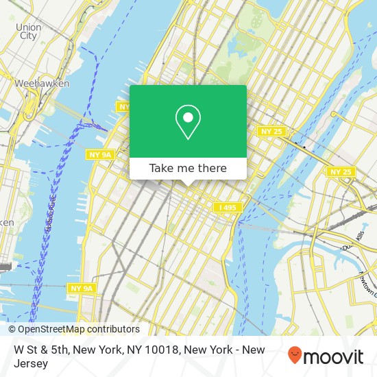 W St & 5th, New York, NY 10018 map