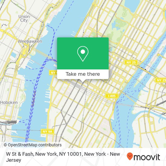 W St & Fash, New York, NY 10001 map