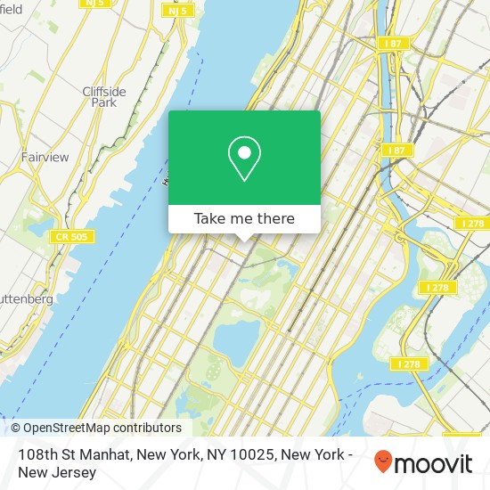 Mapa de 108th St Manhat, New York, NY 10025