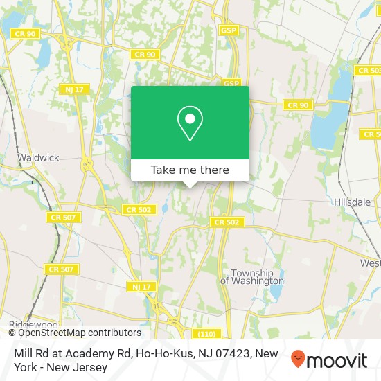 Mapa de Mill Rd at Academy Rd, Ho-Ho-Kus, NJ 07423