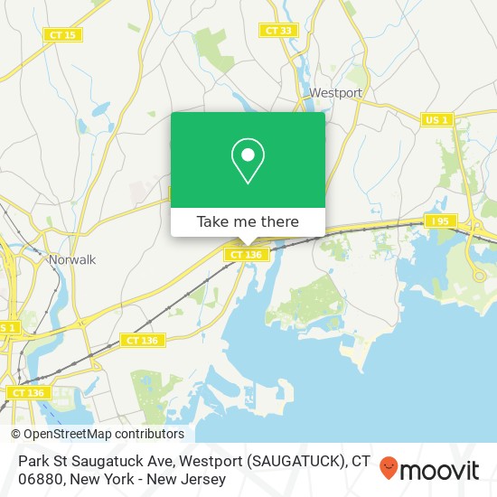 Mapa de Park St Saugatuck Ave, Westport (SAUGATUCK), CT 06880