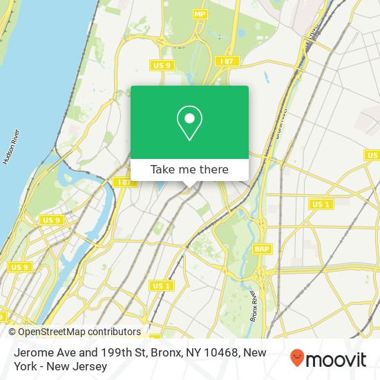 Jerome Ave and 199th St, Bronx, NY 10468 map