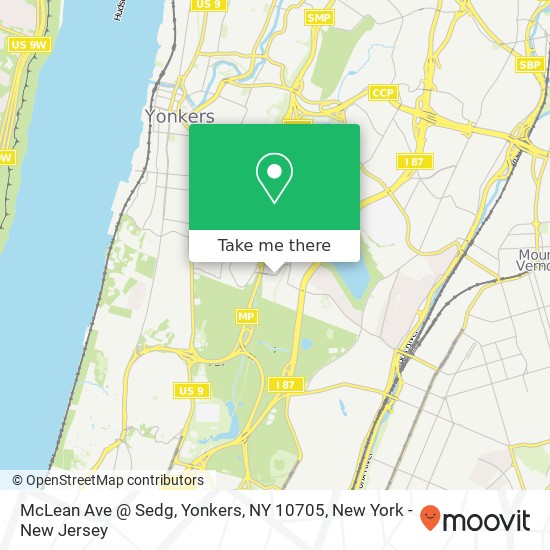 Mapa de McLean Ave @ Sedg, Yonkers, NY 10705