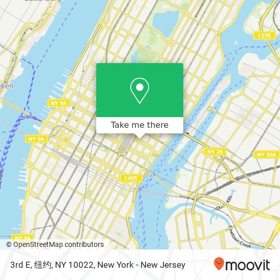 3rd E, 纽约, NY 10022 map