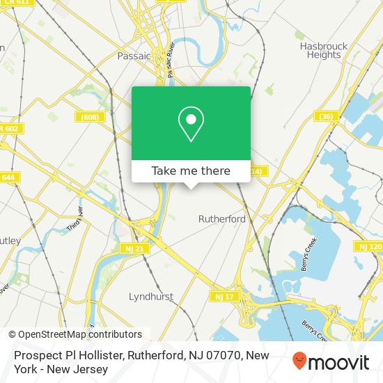 Prospect Pl Hollister, Rutherford, NJ 07070 map