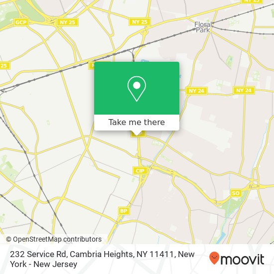 Mapa de 232 Service Rd, Cambria Heights, NY 11411