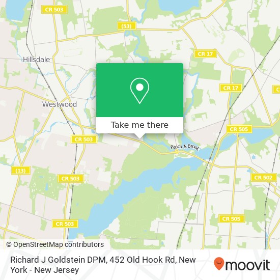 Mapa de Richard J Goldstein DPM, 452 Old Hook Rd