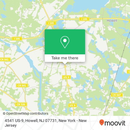 Mapa de 4541 US-9, Howell, NJ 07731