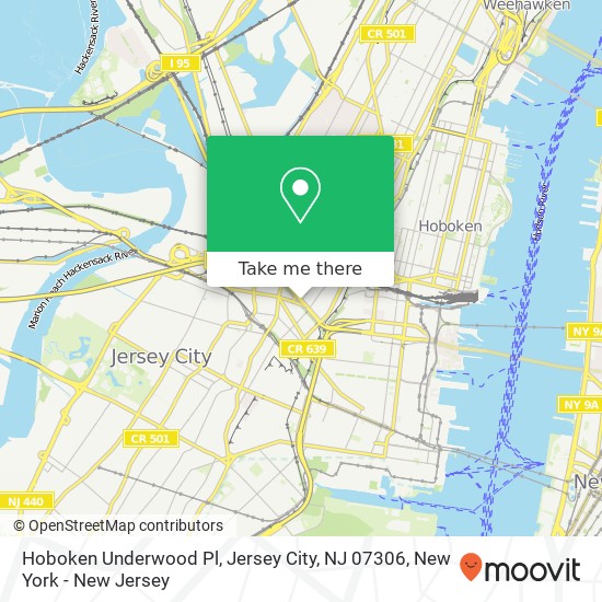 Mapa de Hoboken Underwood Pl, Jersey City, NJ 07306