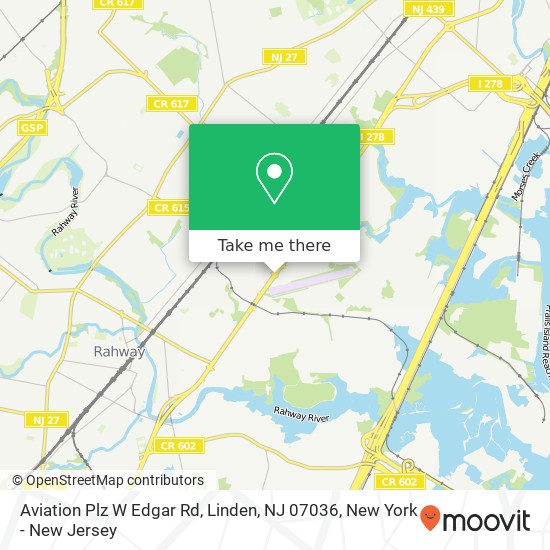 Mapa de Aviation Plz W Edgar Rd, Linden, NJ 07036