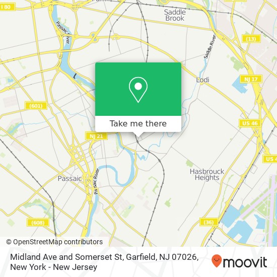Midland Ave and Somerset St, Garfield, NJ 07026 map