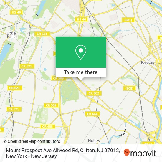 Mount Prospect Ave Allwood Rd, Clifton, NJ 07012 map