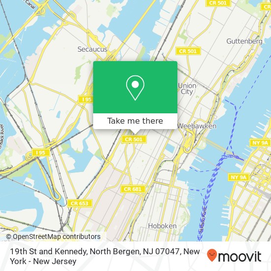 Mapa de 19th St and Kennedy, North Bergen, NJ 07047