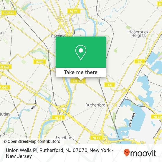 Mapa de Union Wells Pl, Rutherford, NJ 07070