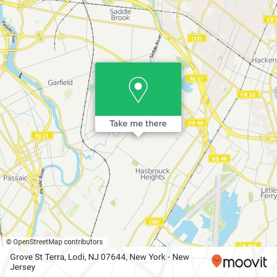 Mapa de Grove St Terra, Lodi, NJ 07644