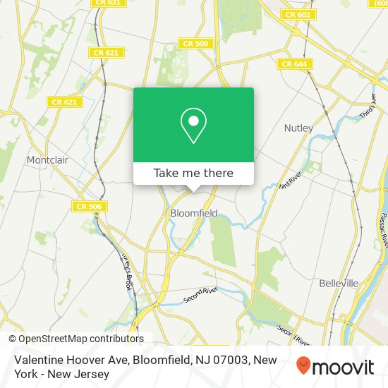 Mapa de Valentine Hoover Ave, Bloomfield, NJ 07003