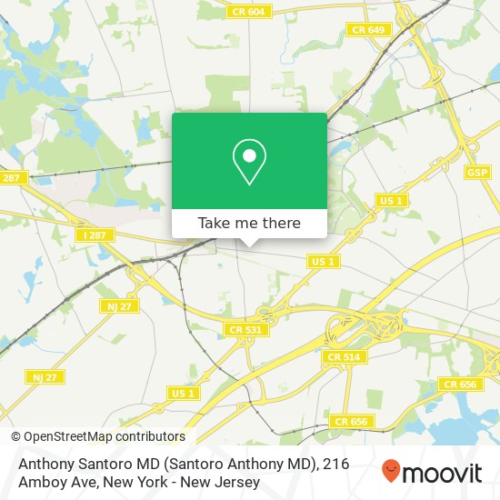 Mapa de Anthony Santoro MD (Santoro Anthony MD), 216 Amboy Ave