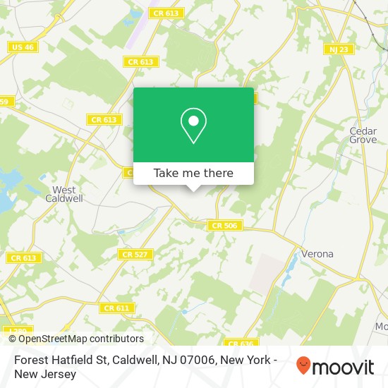 Mapa de Forest Hatfield St, Caldwell, NJ 07006