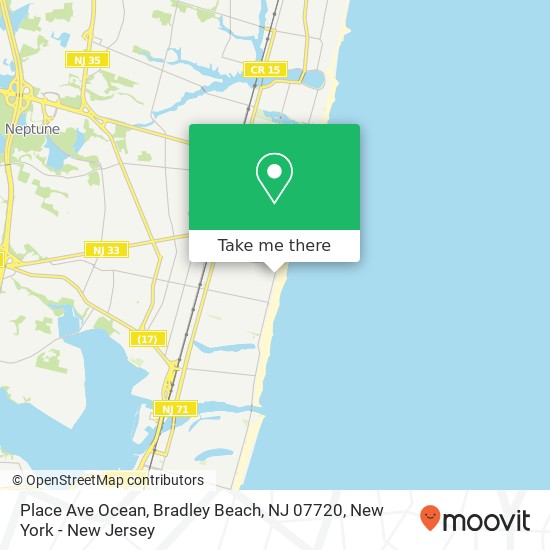 Mapa de Place Ave Ocean, Bradley Beach, NJ 07720