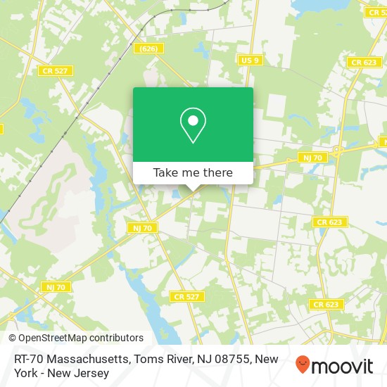 Mapa de RT-70 Massachusetts, Toms River, NJ 08755