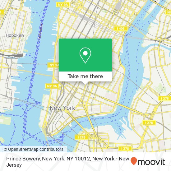 Mapa de Prince Bowery, New York, NY 10012