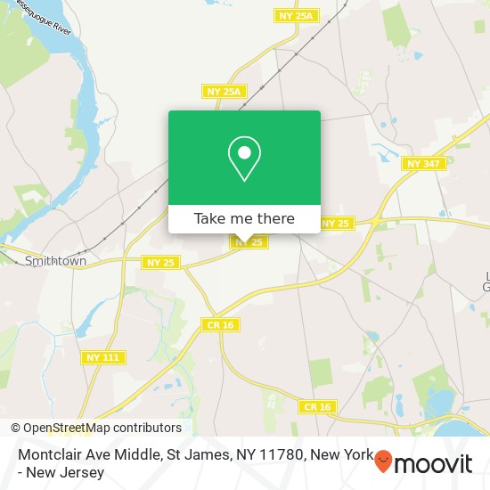 Mapa de Montclair Ave Middle, St James, NY 11780