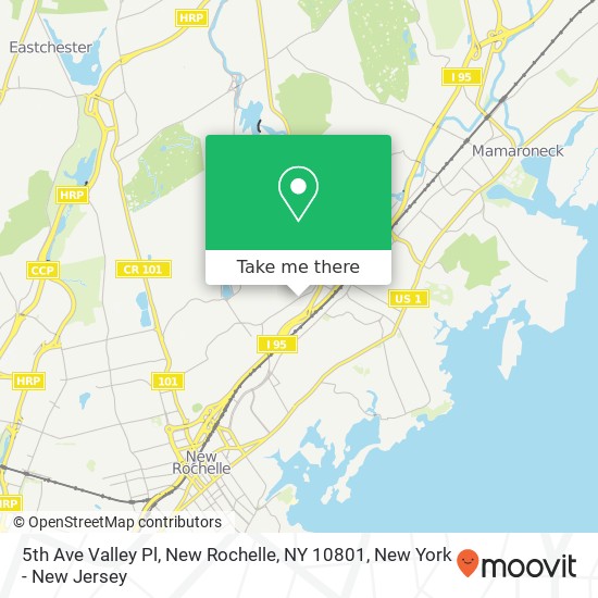 Mapa de 5th Ave Valley Pl, New Rochelle, NY 10801