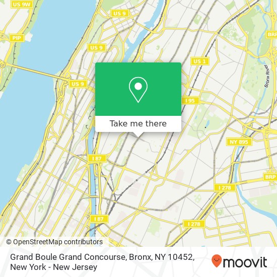 Mapa de Grand Boule Grand Concourse, Bronx, NY 10452