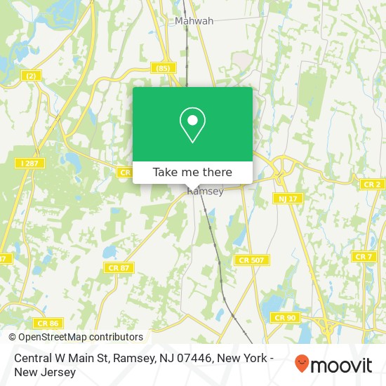 Mapa de Central W Main St, Ramsey, NJ 07446