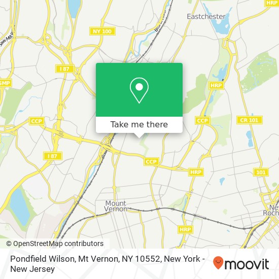 Mapa de Pondfield Wilson, Mt Vernon, NY 10552