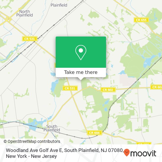 Mapa de Woodland Ave Golf Ave E, South Plainfield, NJ 07080