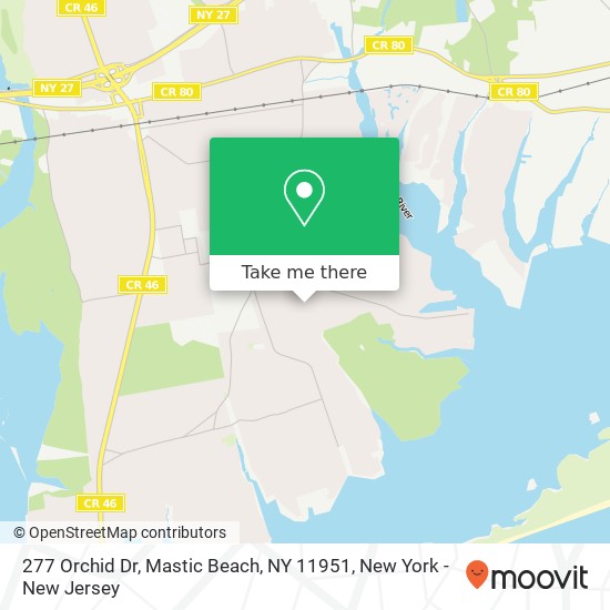 Mapa de 277 Orchid Dr, Mastic Beach, NY 11951