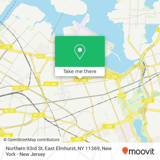 Mapa de Northern 93rd St, East Elmhurst, NY 11369