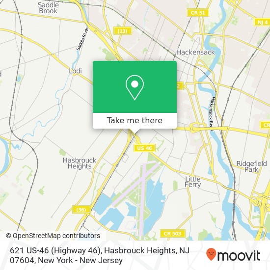 Mapa de 621 US-46 (Highway 46), Hasbrouck Heights, NJ 07604