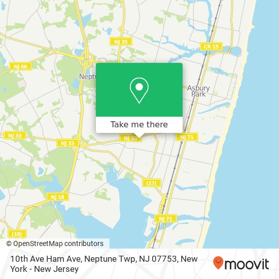 Mapa de 10th Ave Ham Ave, Neptune Twp, NJ 07753